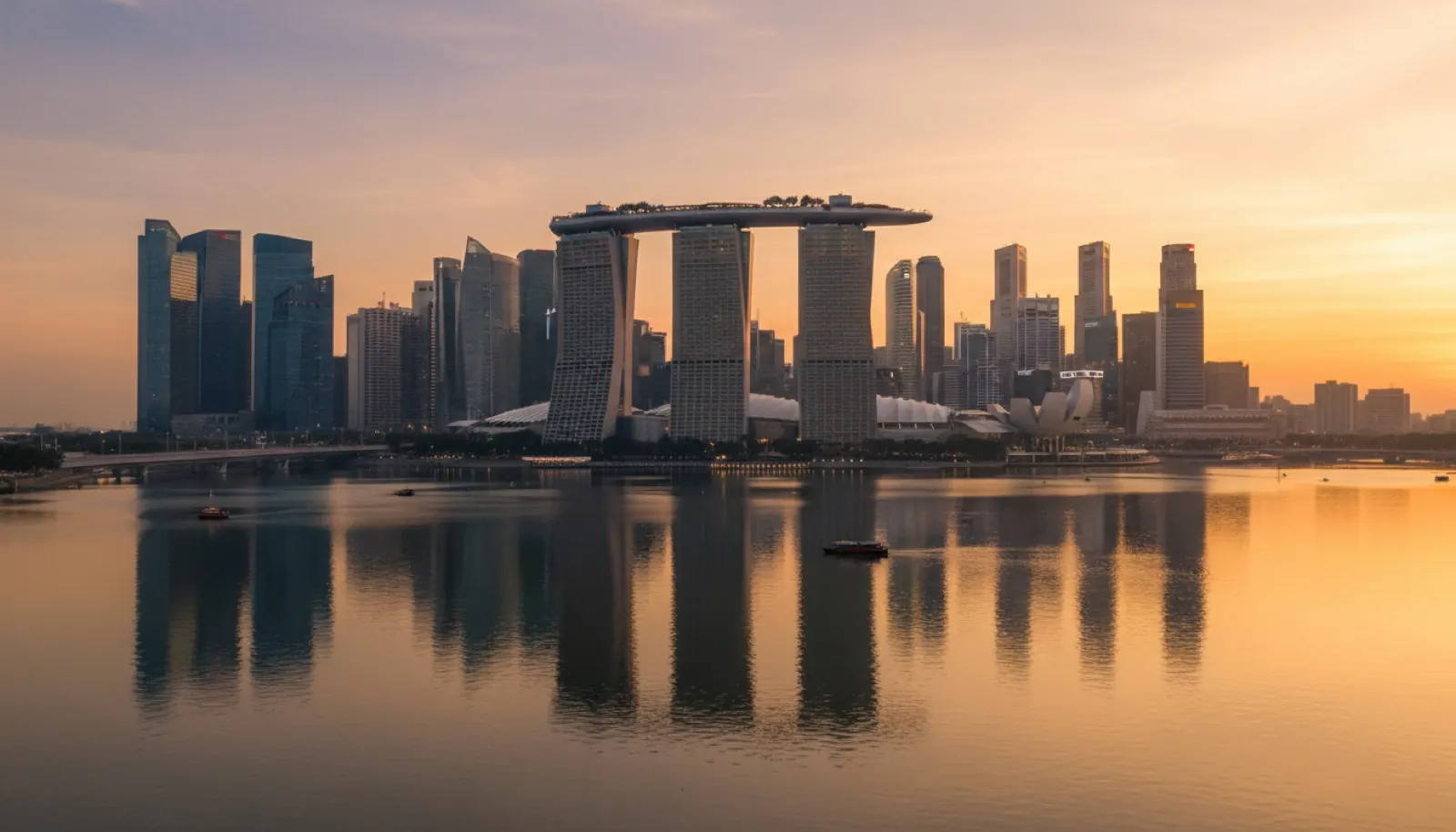 Singapore Marina Bay skyline at dusk