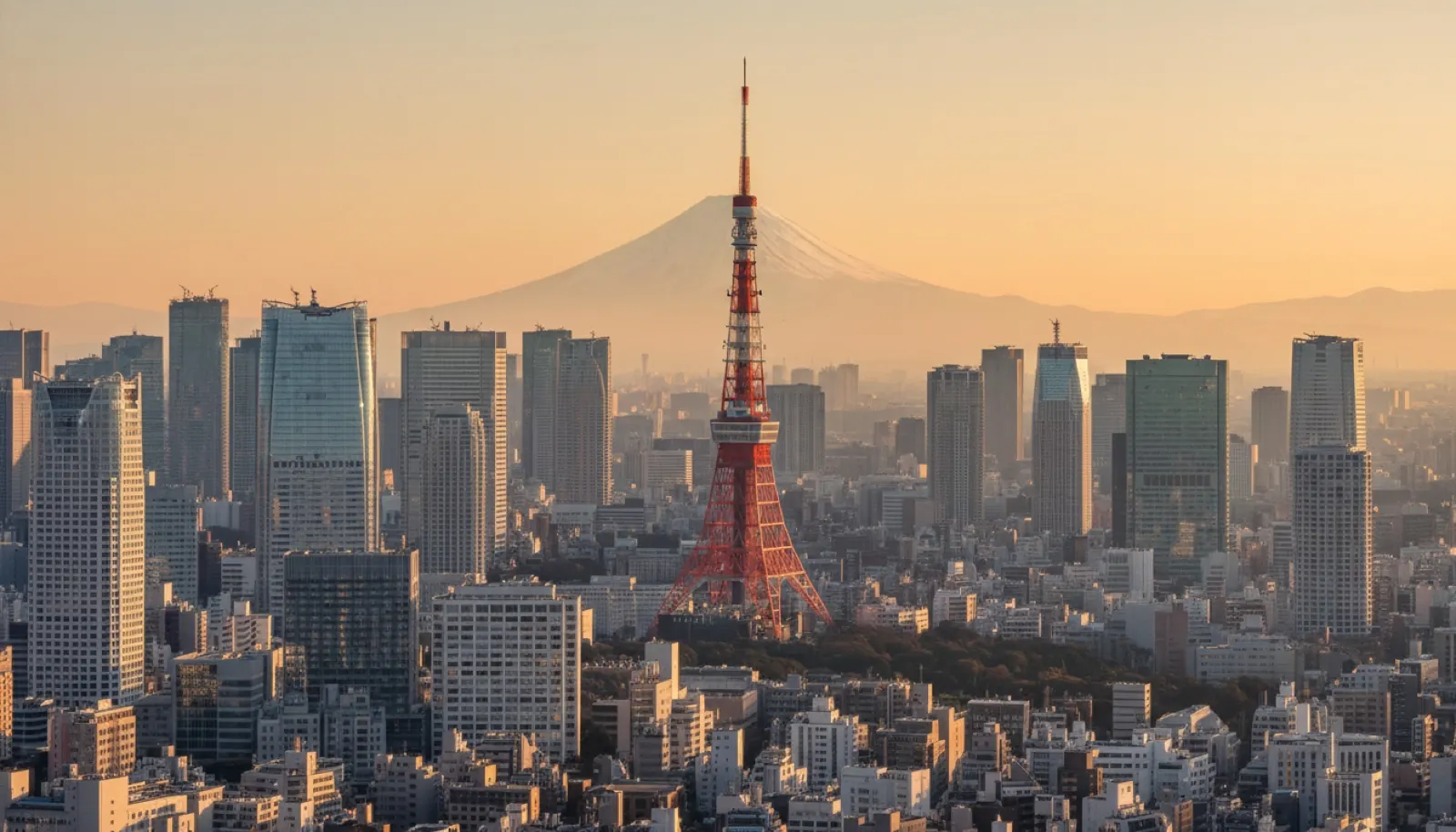 Tokyo skyline at golden hour