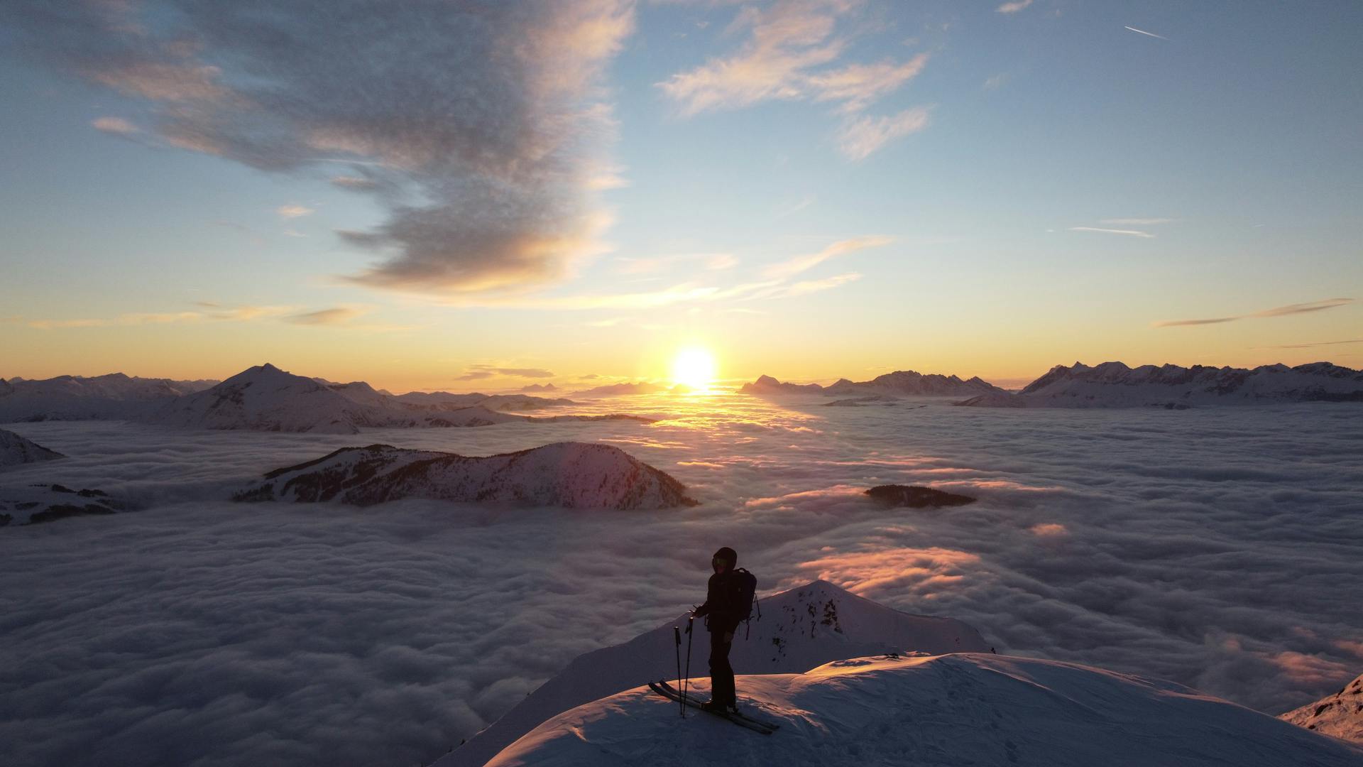 Skiing — Summit at Sunset