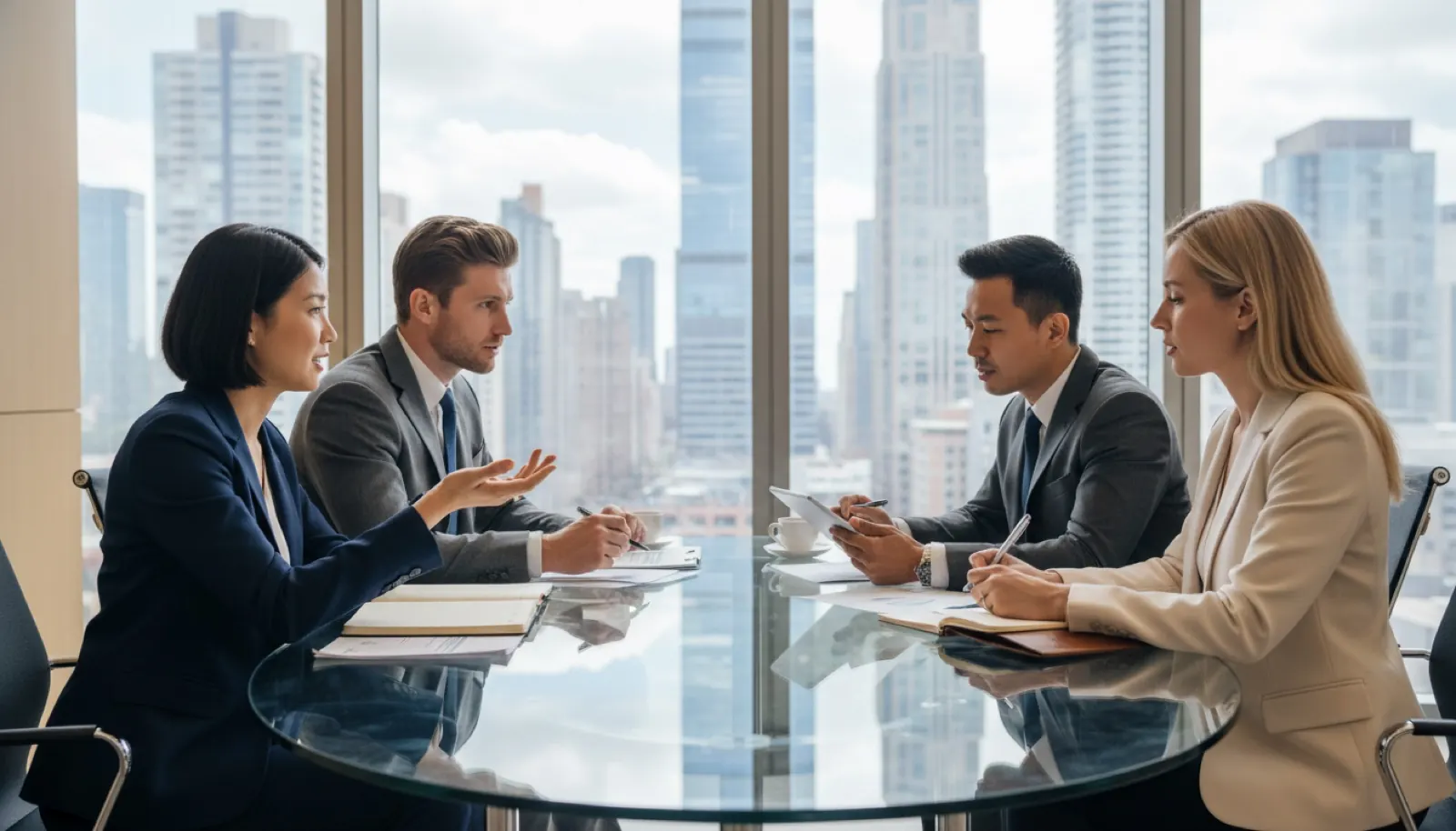 Senior advisors in a boardroom meeting